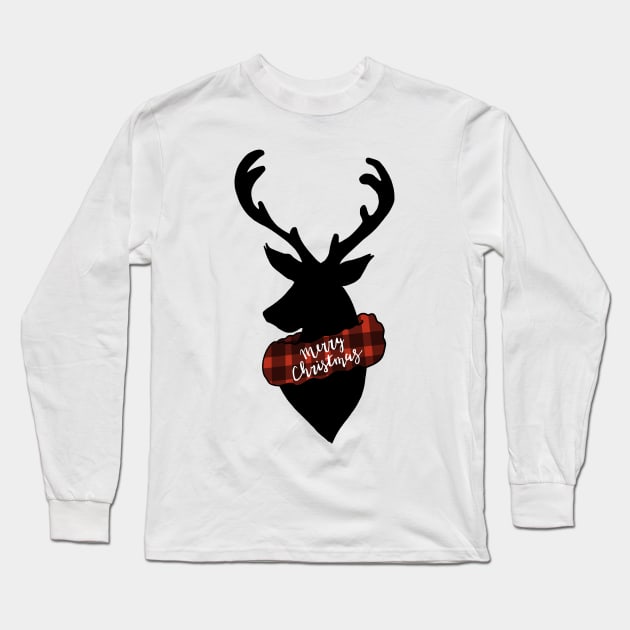 Reindeer Wreath Xmas Long Sleeve T-Shirt by RachWillz